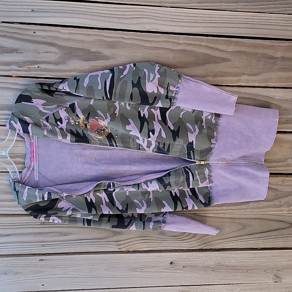 Camo Zip-up Hoodie bejeweld Jacket